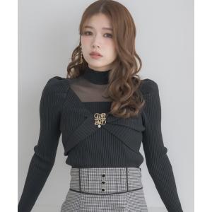 ニット セーター 「新色追加」シアーデコルテツイストリボンニット レディース