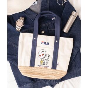 トートバッグ FILA フィラ ×PEANUTS ピーナッツ SNOOPY スヌーピー コラボ キャンパス カゴ 巾着 トートバッグ
