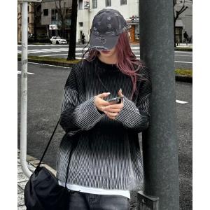 ニット メンズ ストリートファッション Chikashitsu + チカシツプラス bleach washing knit 長袖トップス 長袖ニット