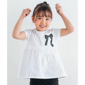 tシャツ Tシャツ キッズ リボンパッチ刺しゅうアシンメトリーTシャツ(90~140cm)