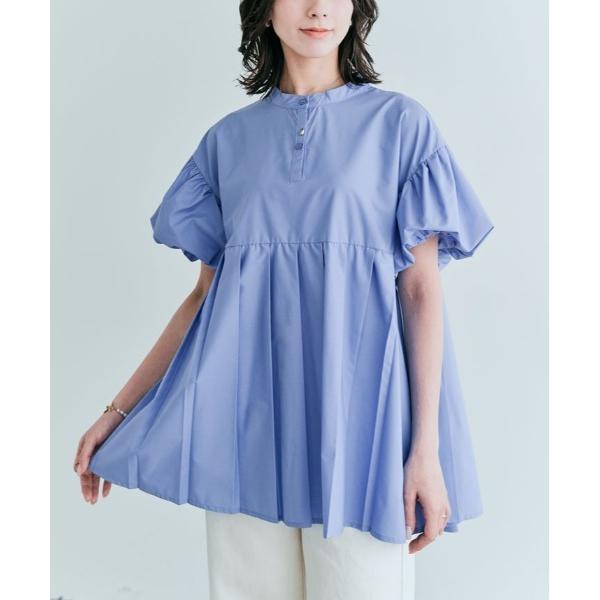 ブラウス シャツ プリーツ 切り替え パフ ブラウス レディース
