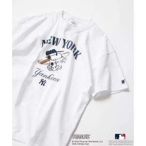 tシャツ Tシャツ メンズ 「MLB ×PEANUTS」ォリジナルデザインTシャツ ヤンキース　 ドジャース　パドレス　ドロップショルダー ビッグシル