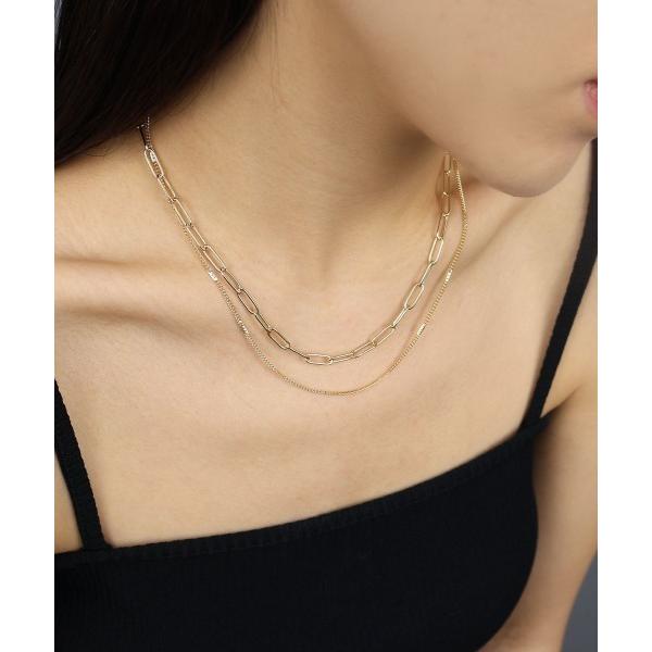 ネックレス 「金属アレルギー対応」 オーバルチェーン ステーションチェーン ネックレス 2セット /...