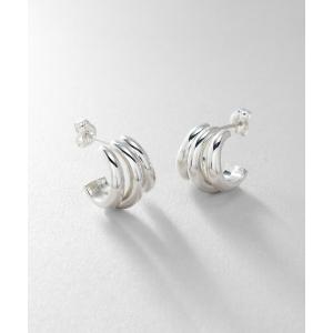 ピアス シルバー スモールフープ トリプルカーブピアス レディース