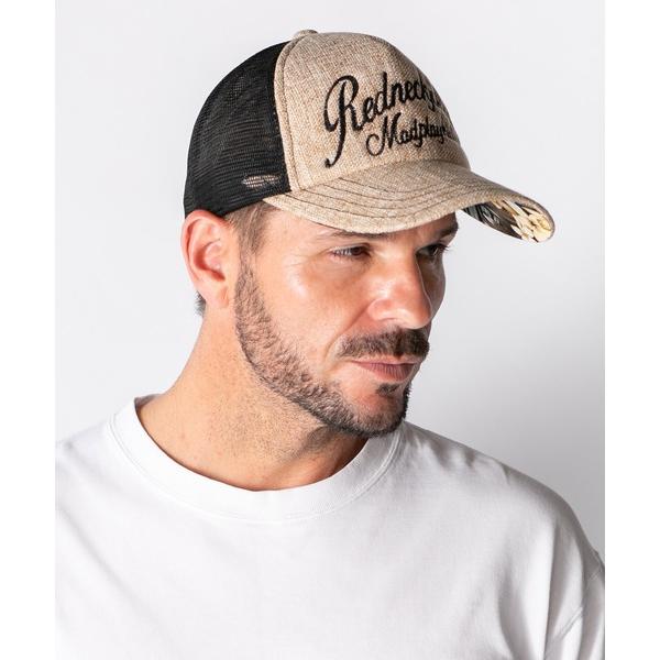 キャップ 帽子 フェイクリネンEMB メッシュCAP レディース メンズ