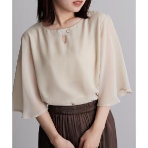 ブラウス シャツ 「接触冷感」フレア袖シフォンブ...の商品画像