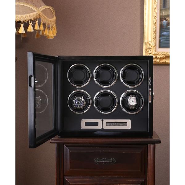 収納 腕時計ワインディングマシーン マブチモーター 6本 LED 内部ライト付き