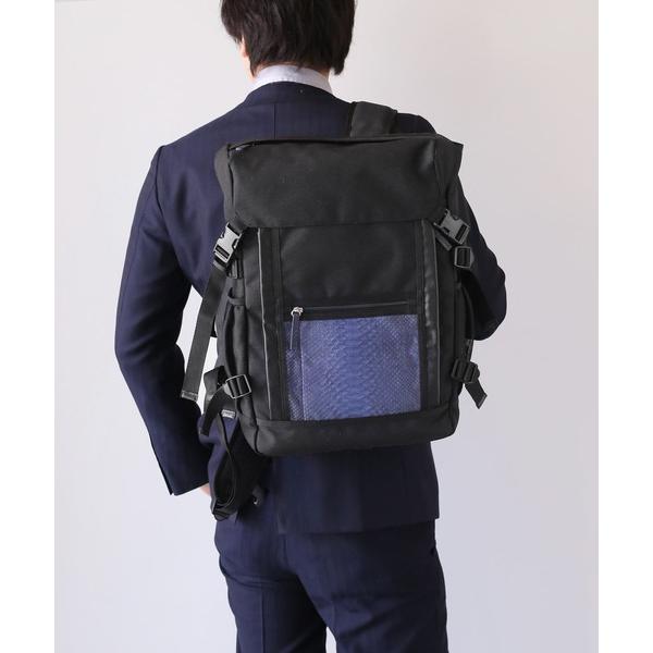 デイバック リュック パイソンレザー＆ナイロンリュックサック 軽量 メンズ レディース