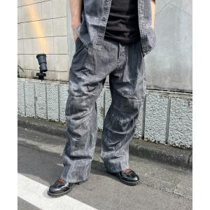 パンツ デニム ジーンズ メンズ PALM PLEATED DENIM PANTS/総柄タックワイドデニムパンツ/セットアップ可能｜zozo