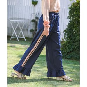 スウェットパンツ ジャージ side line jersey frill pants/サイドラインフリルパンツ レディース
