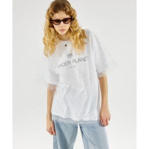 レディース tシャツ Tシャツ Glitter Tulle Oversized T-shirt/キラキラチュールオーバーTシャツ「MAISON SPE｜ZOZOTOWN Yahoo!店