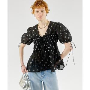 シャツ ブラウス レディース Flower Jacquard 2way Puff Sleeve Tops/フラワージャガード2WAYパフトップ「MAI｜ZOZOTOWN Yahoo!店