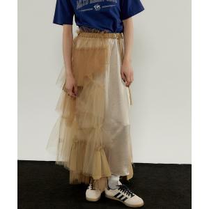 スカート レディース Raffle Tulle Layered Wrap Skirt/ラッフルチュールレイヤードラップスカート「MAISON SPEC