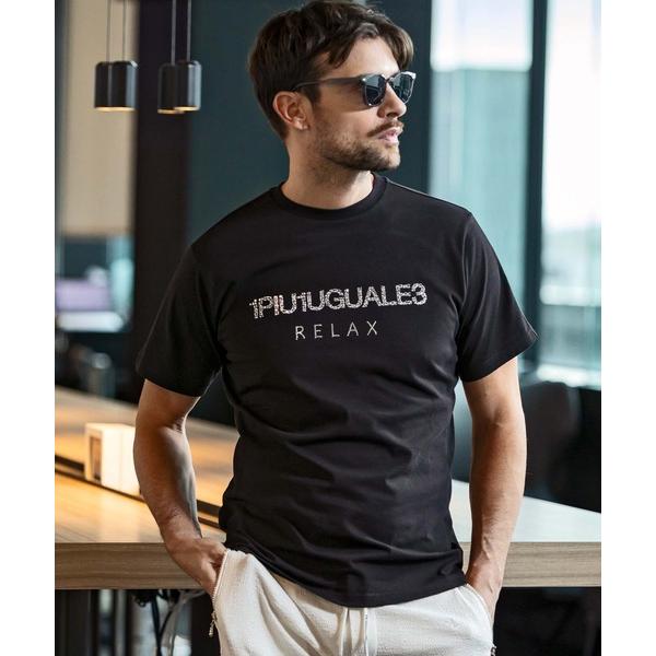 tシャツ 1PIU1UGUALE3 RELAX(ウノピゥウノウグァーレトレ リラックス)ラインストー...