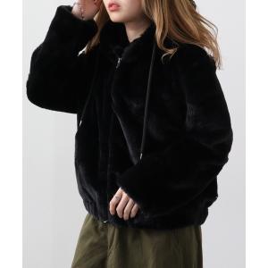 ブルゾン アウター フェイクファーフーディーブルゾン レディース