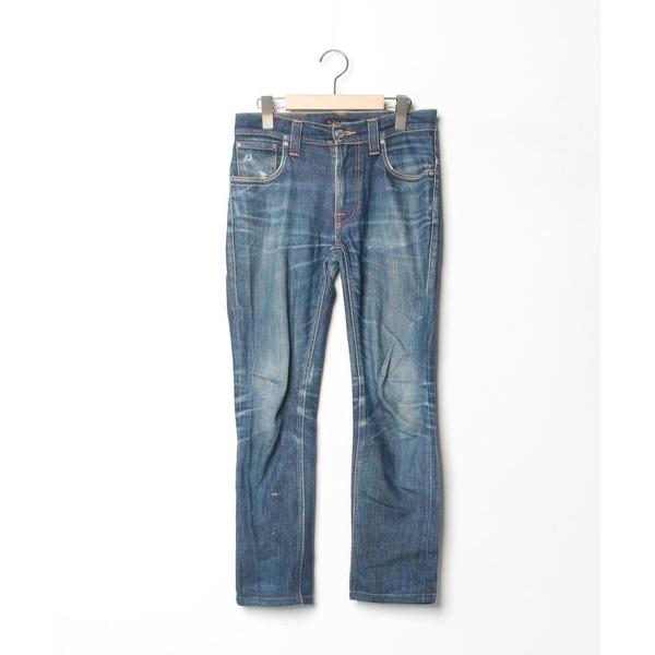 「Nudie Jeans」 ダメージ加工デニムパンツ - ネイビー メンズ