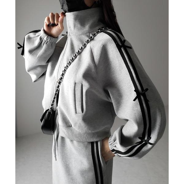 セットアップ 「 セットアップ 」サイドラインミニリボンスウェットブルゾン ＆ スウェットロングスカ...