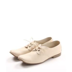 フォーマルシューズ レースアップレザーフラットシューズ レディース