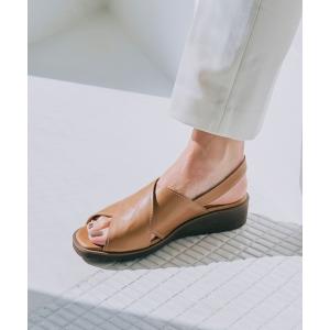 サンダル 軽量レザークロスサンダル レディース