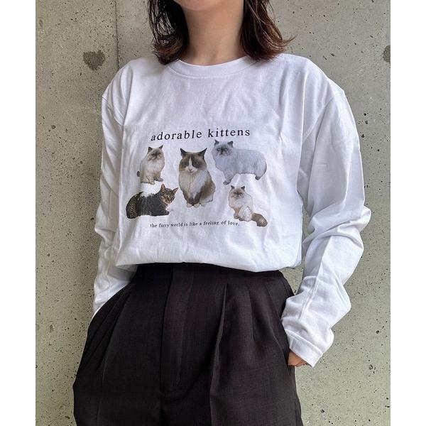 tシャツ CATプリントロングＴシャツ レディース