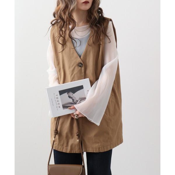 ベスト ジレ atONE ツイルノーカラージレ レディース