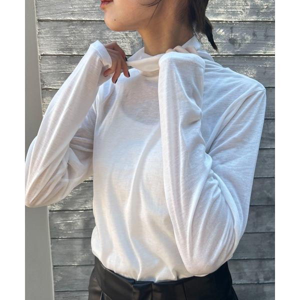 tシャツ シアーハイネックロンT レディース
