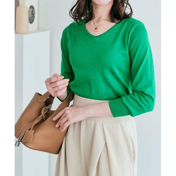 ニット セーター Vネック ハイゲージ ベーシック ニット トップス レディース