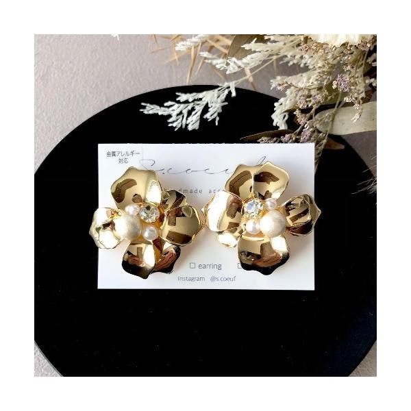 ピアス 「S.coeuf」「S.coeuf」金属アレルギー対応ピアス　コットンパールメタルフラワー(...