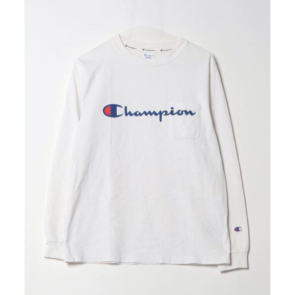 「Champion」 長袖Tシャツ M ホワイト メンズ