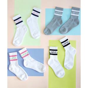 靴下 ASFVLT (アスファルト) / ラインデザインソックス 靴下 レディース