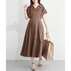 ワンピース 涼しげスキッパー衿お上品ワンピース レディース