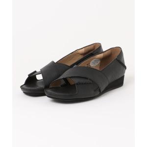 サンダル （hocco/ホッコ） 甲クロス レザー オープントゥサンダル レディース