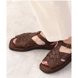 サンダル hocco/ホッコ 編み込みベルト レザーフラットサンダル レディース