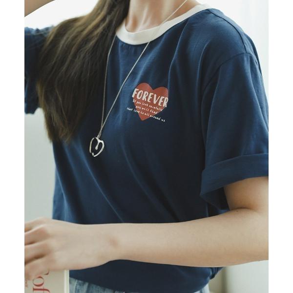 tシャツ ハートプリントＴシャツ(親子ペア対応) レディース