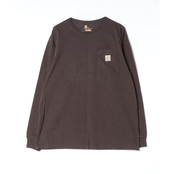 メンズ 「Carhartt」 ワンポイント長袖Tシャツ M ブラウン