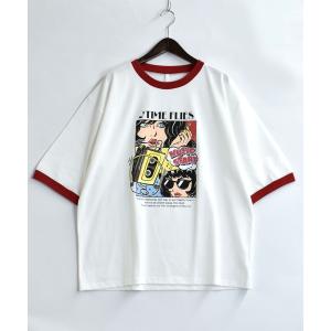 tシャツ Tシャツ メンズ oversize raglan sleeve print  T-shirt/オーバーサイズ ラグランスリーブ プリント T