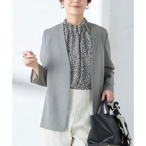 美品✨グリーンレーベルリラクシング ノーカラーセットアップ グレー 36 S相当 green label relaxing（グリーンレーベルリラクシング） ノーカラー