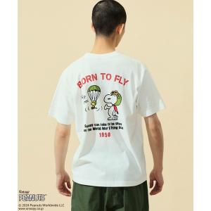 メンズ tシャツ Tシャツ PEANUTS x ALPHA 半袖Tシャツ/スヌーピー （BORN TO FLY）の商品画像