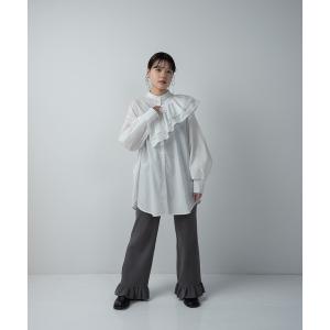 シャツ ブラウス レディース 2way ruffle nocollar blouse/2wayラッフルノーカラーブラウスの商品画像