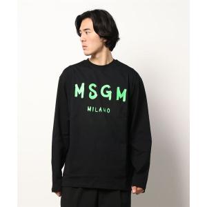 「MSGM」 長袖Tシャツ S ブラック×グリーン メンズ