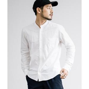 シャツ ブラウス メンズ 日本製 国産 オックスフォードバンドカラー長袖シャツ