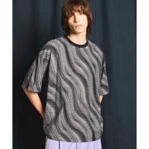 tシャツ Tシャツ メンズ 「UNISEX」Wave Back Cut Jacquard Prime-Over Crew Neck T-shirt/ウ