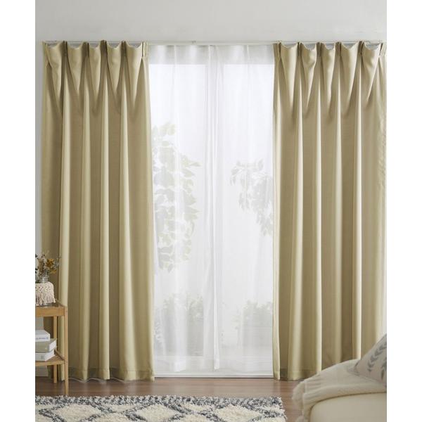 インテリア 「3級遮光」カーテン＆レース4枚組（同色タッセル付）