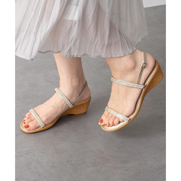 サンダル 「ITALIAN SHOEMAKERS」ラインストーンダブルベルトサンダル(942111)...