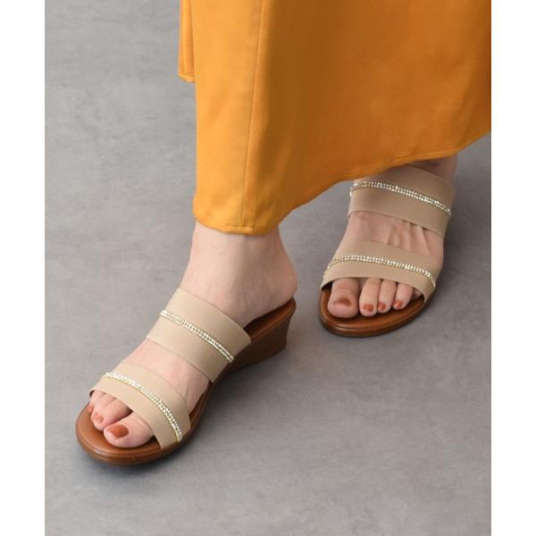サンダル ミュール 「ITALIAN SHOEMAKERS」ラインストーン2本ベルトミュールサンダル...