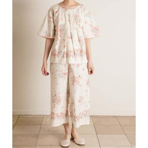 パジャマ ルームウェア キッドブルー -ブラッサムパネルＰｔ -5分袖パジャマ -KNWK322 -kidblue レディース