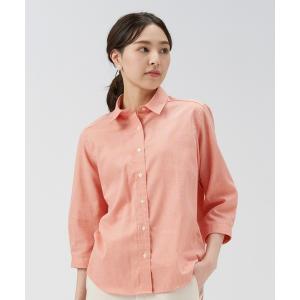 ブラウス シャツ 綿100% Wガーゼ レギュラーカラー 七分袖カジュアルシャツ レディース