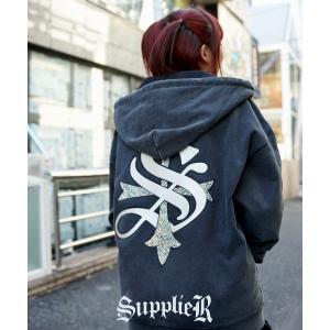 メンズ パーカー Supplier/サプライヤー/LHP EXCLUSIVE STUDS CROSS ZIP HOODIE SILVER｜zozo