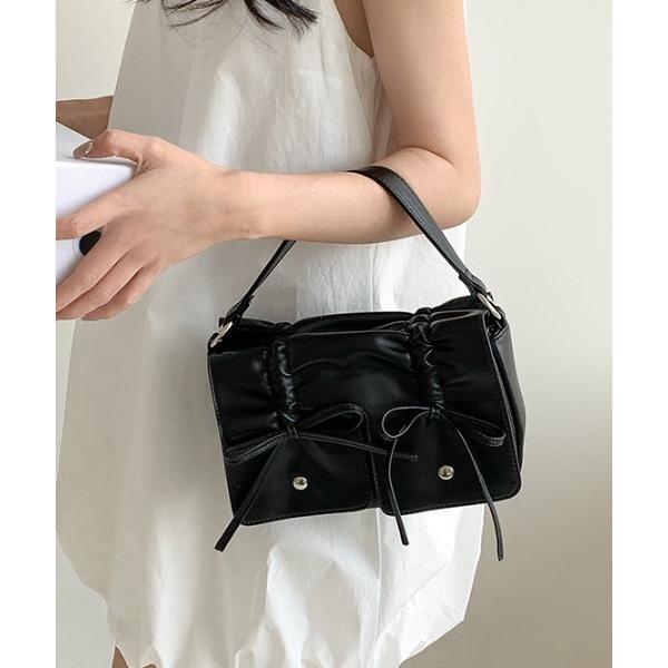 ショルダーバッグ バッグ 2WAYリボンギャザーショルダーバッグ レディース