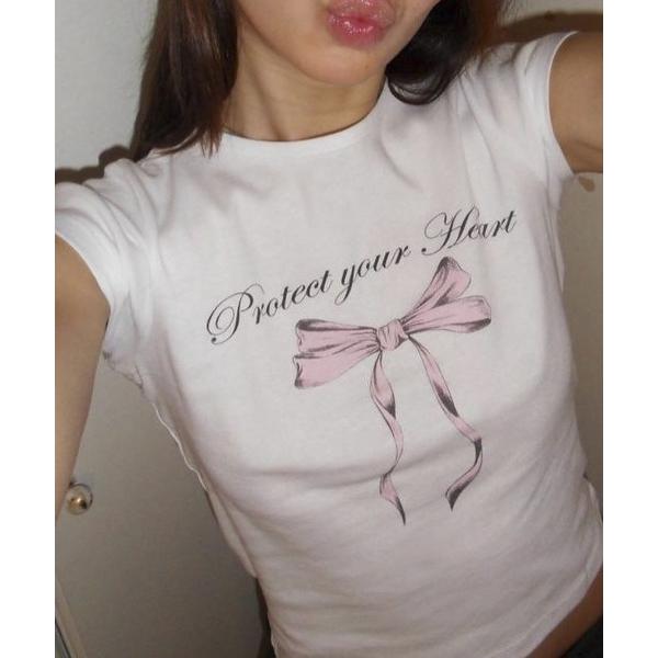 tシャツ クロップドリボンちびＴ レディース